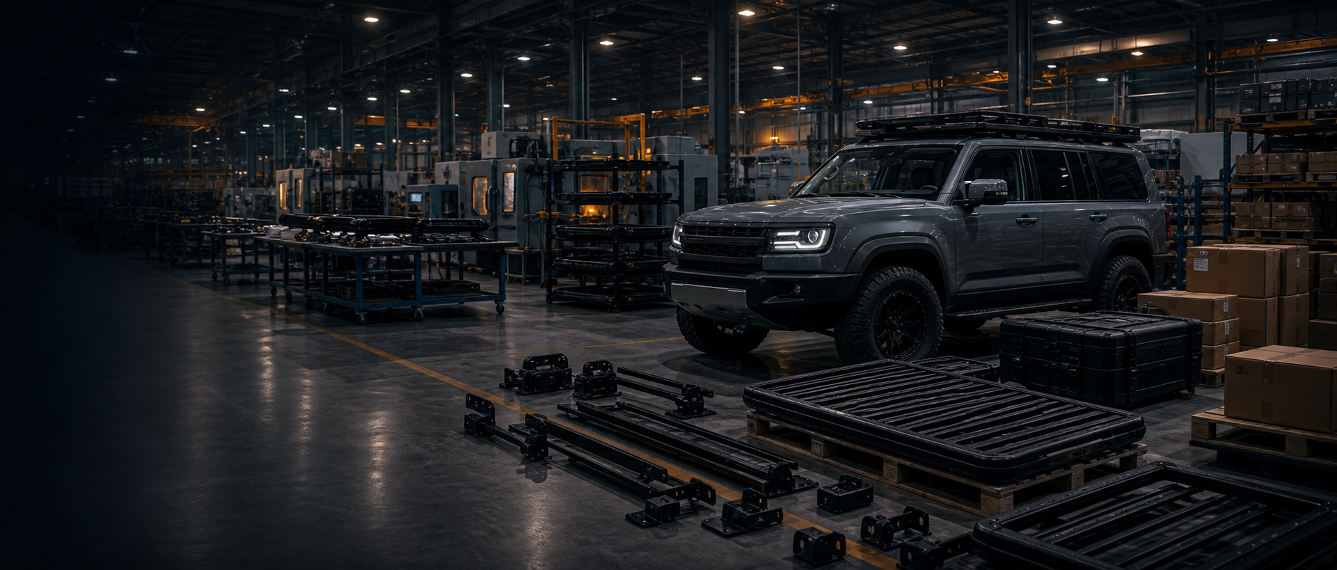 ROVERKORD overland gear and wholesale supply inside a factory