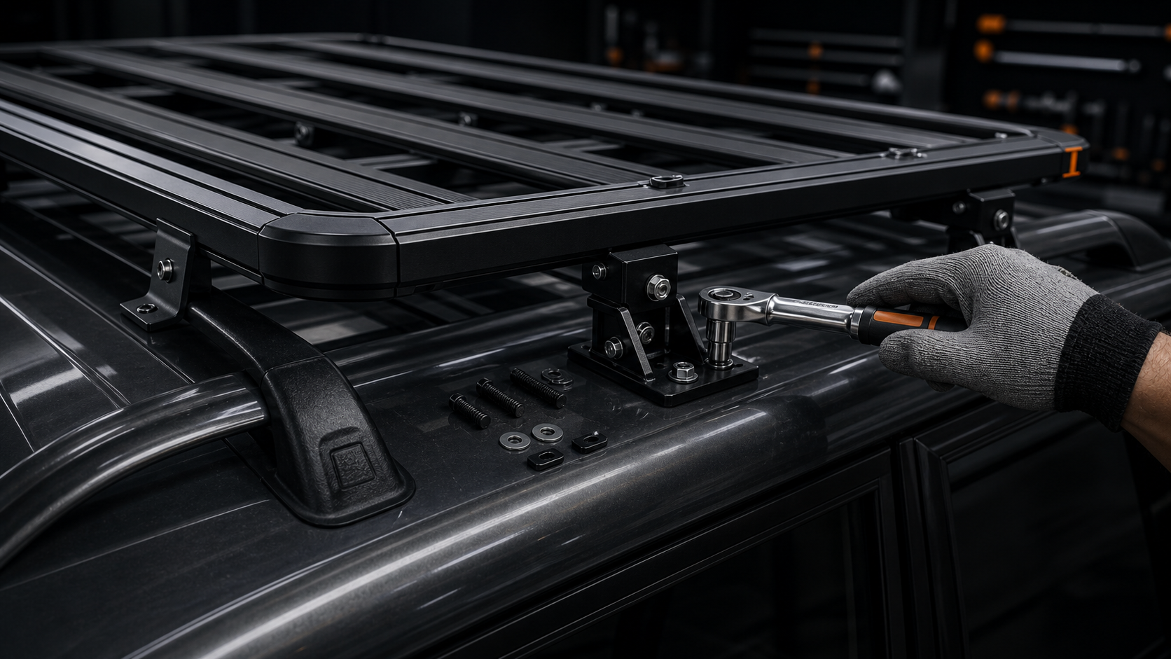 No-drill roof platform mounting detail
